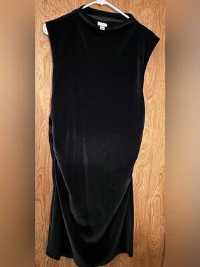Classic Black Velvet Sleeveless Midi Dress